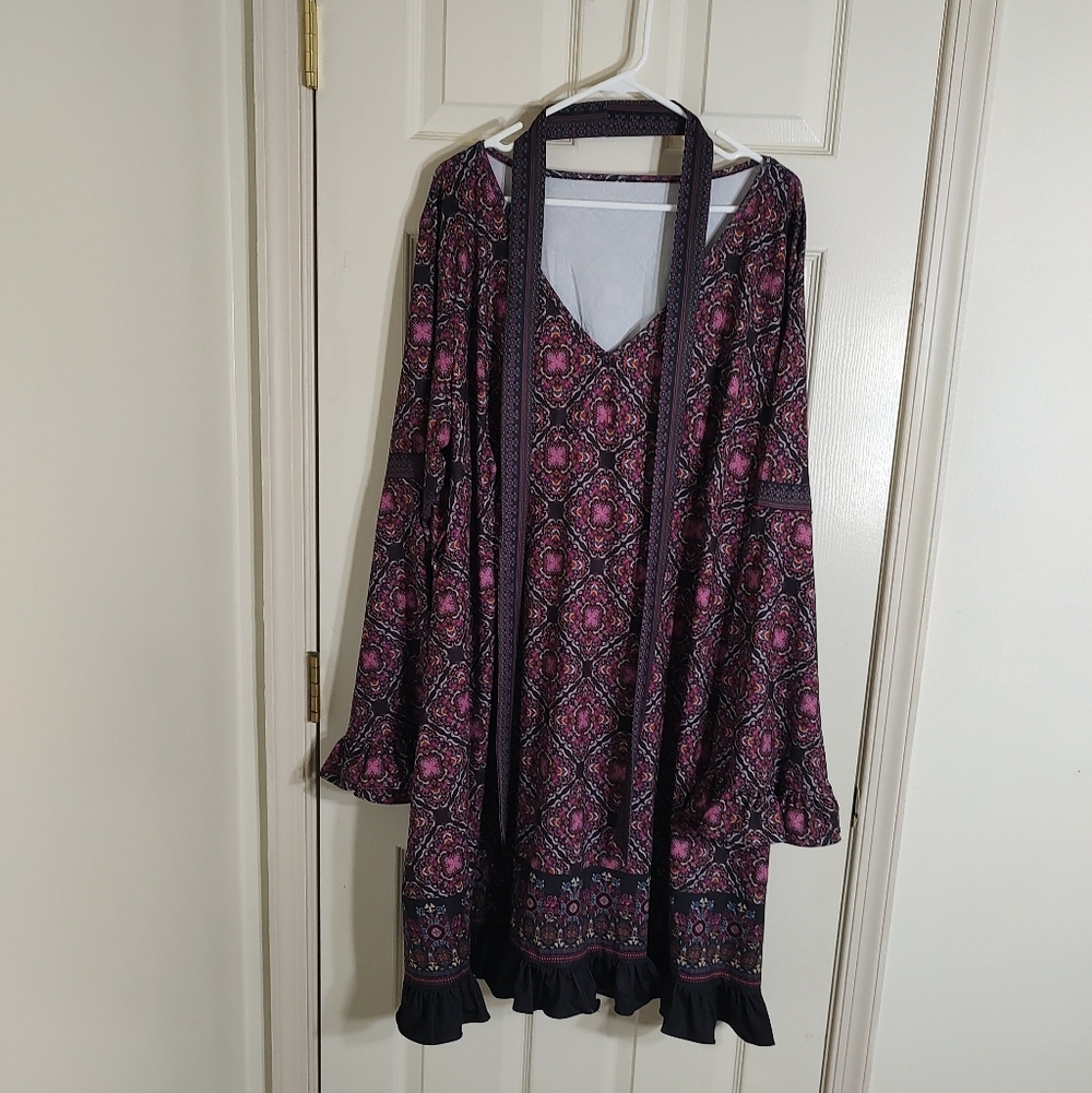 Bohemian Pink and Black Patterned Dress